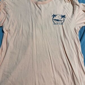 Salt Life Light Peach Tee with Navy Logo
